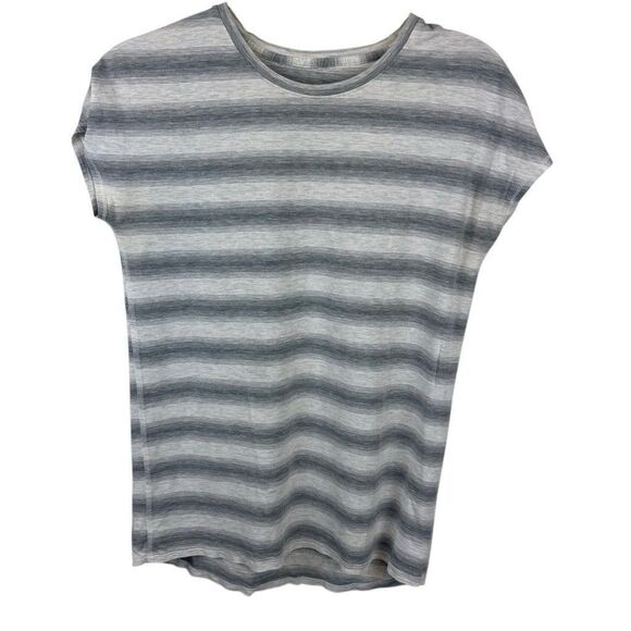 Lululemon Gray White Striped‎ T Shirt M/L? - Picture 1 of 6